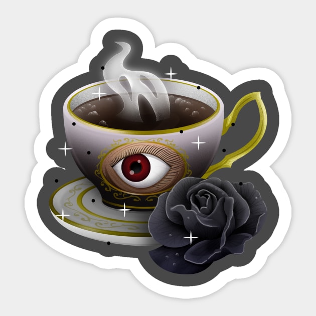 Black Rose Tea Sticker by Firebluegraphics